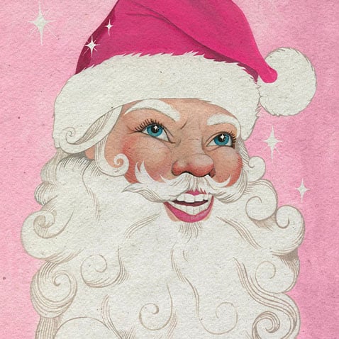 Poster Shop - Vintage Santa Pink - Shop Floral and Botanical Posters!
