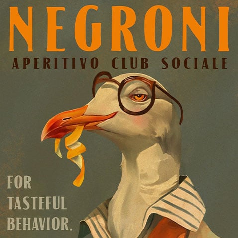 Poster Shop - Negroni Fancy Seagull - Shop Vintage Posters
