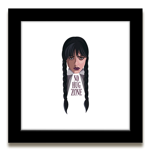 Gallery Pop design featuring Wednesday with the text "no hug zone"