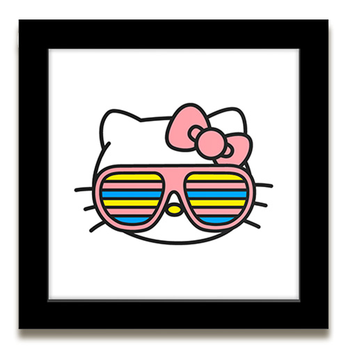 Hello Kitty Gallery Pop wearing pink, yellow, and blue sunglasses